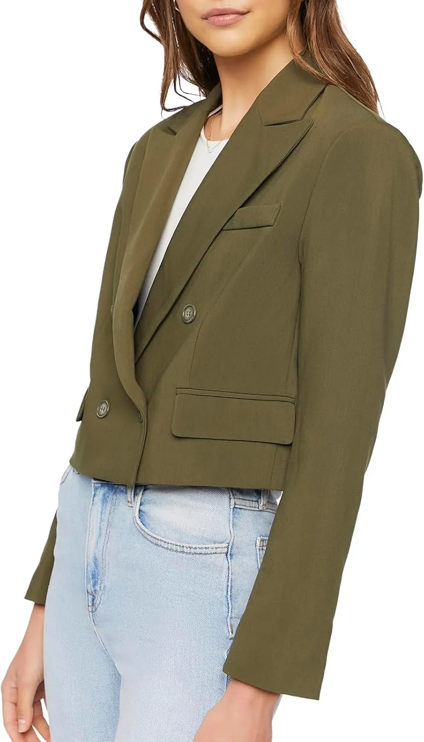 Forever 21 Women's Double-Breasted Cropped Blazer