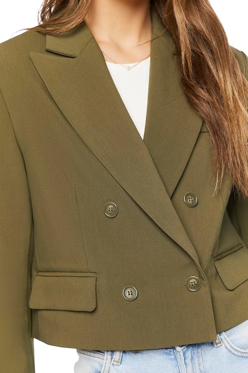 Forever 21 Women's Double-Breasted Cropped Blazer
