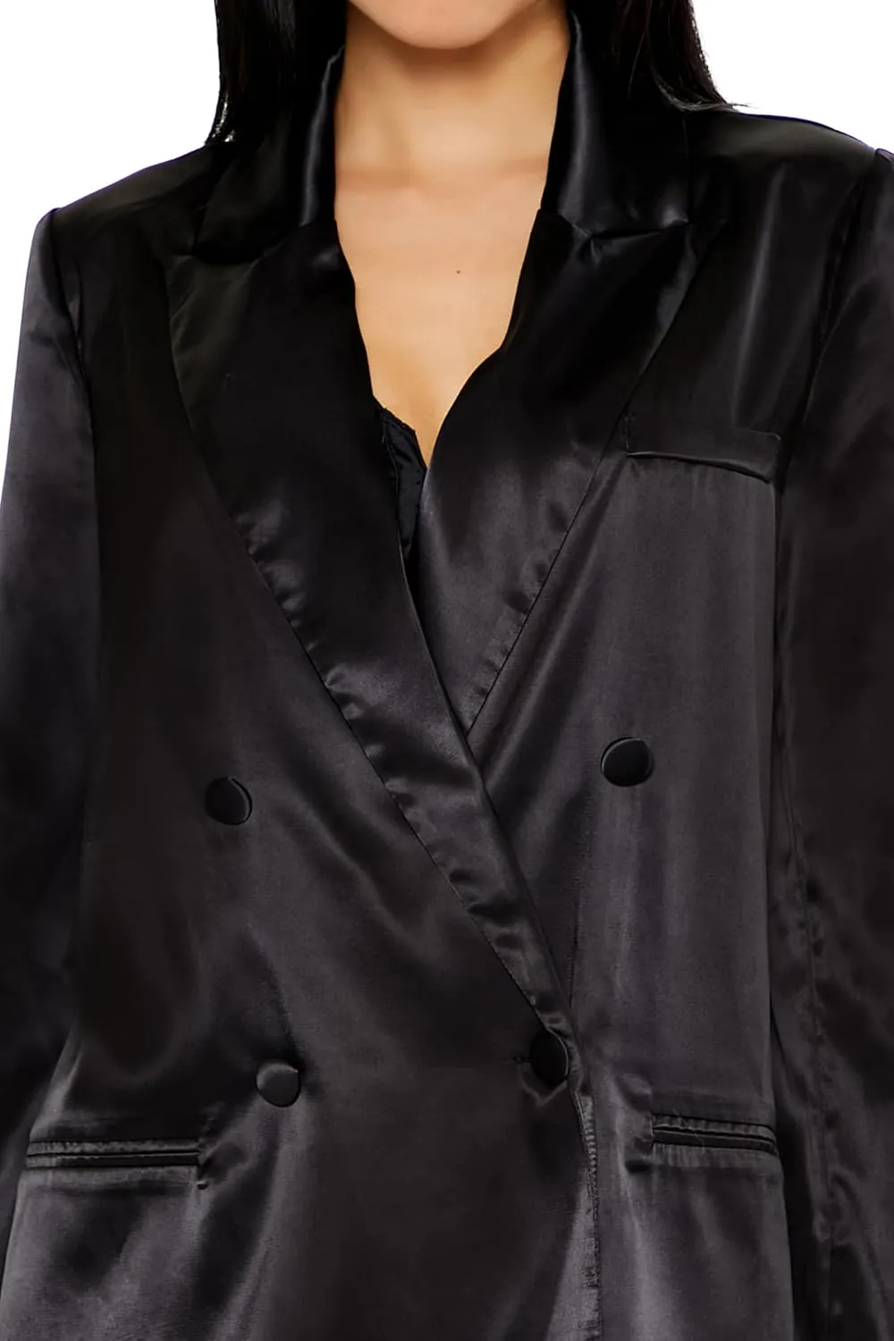 Forever 21 Women's Satin Double-Breasted Blazer