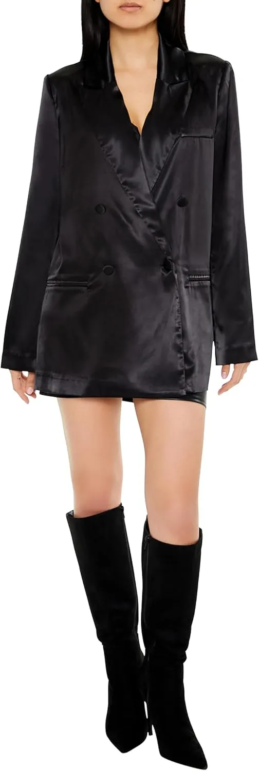 Forever 21 Women's Satin Double-Breasted Blazer
