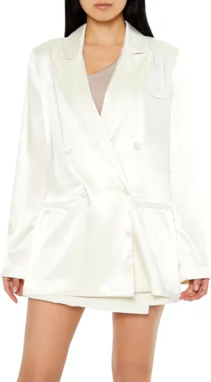 Forever 21 Women's Satin Double-Breasted Blazer