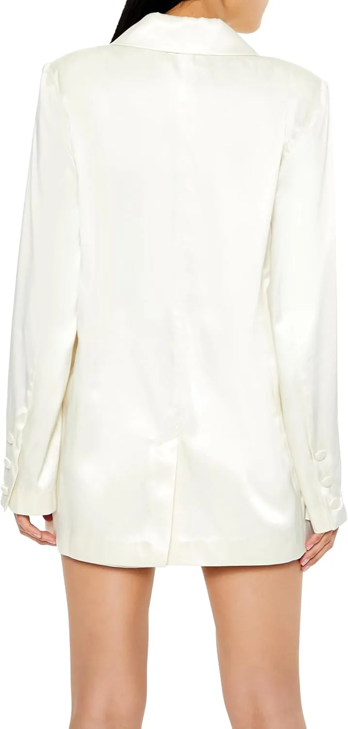 Forever 21 Women's Satin Double-Breasted Blazer