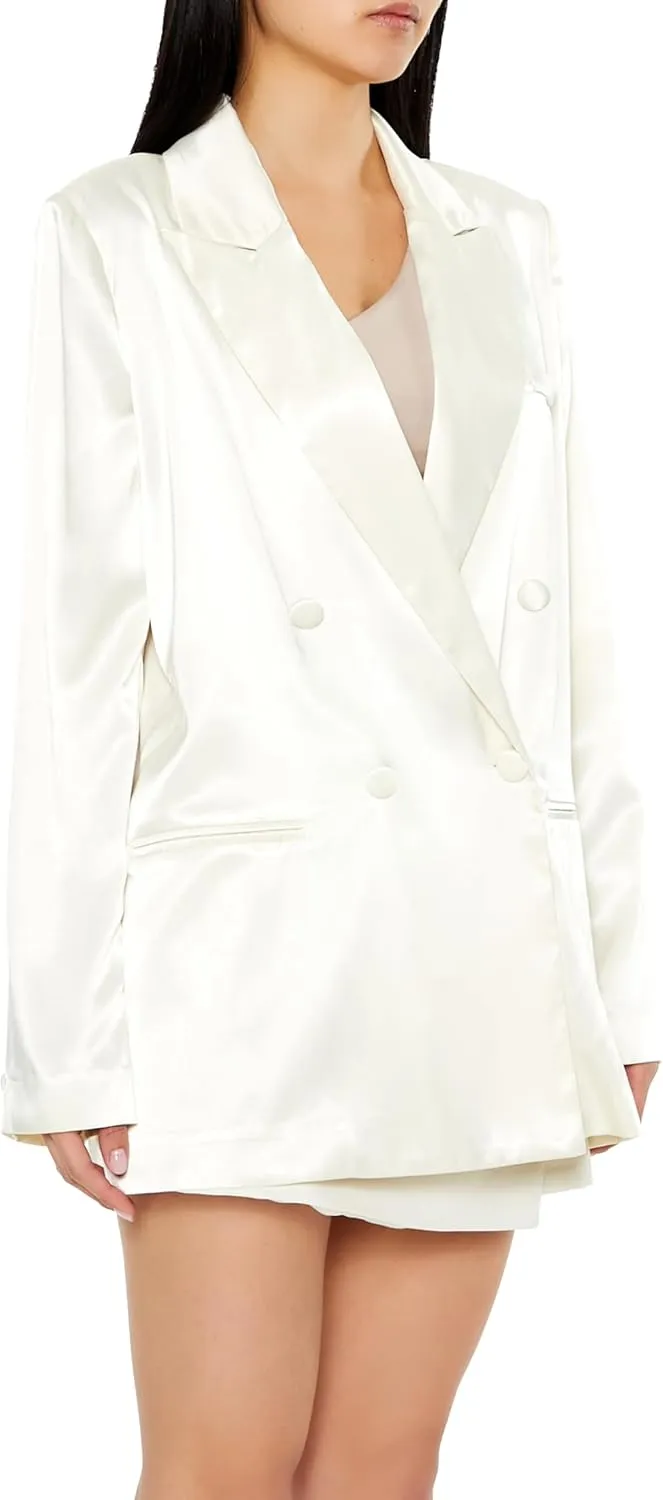 Forever 21 Women's Satin Double-Breasted Blazer