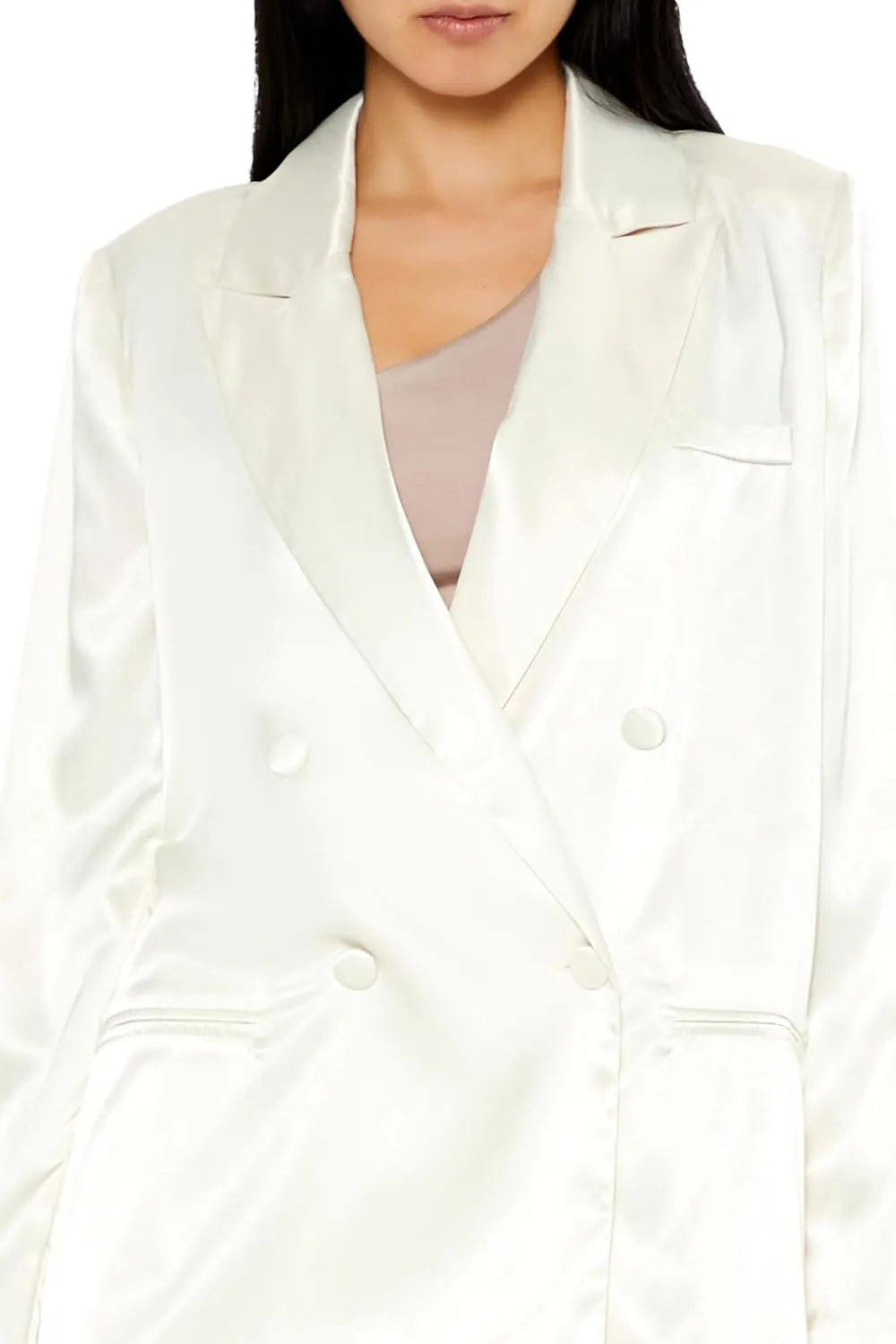Forever 21 Women's Satin Double-Breasted Blazer