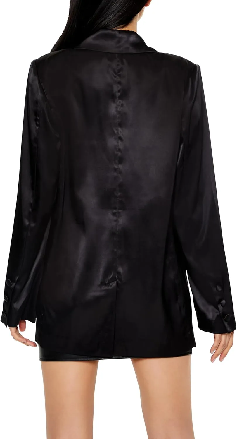 Forever 21 Women's Satin Double-Breasted Blazer