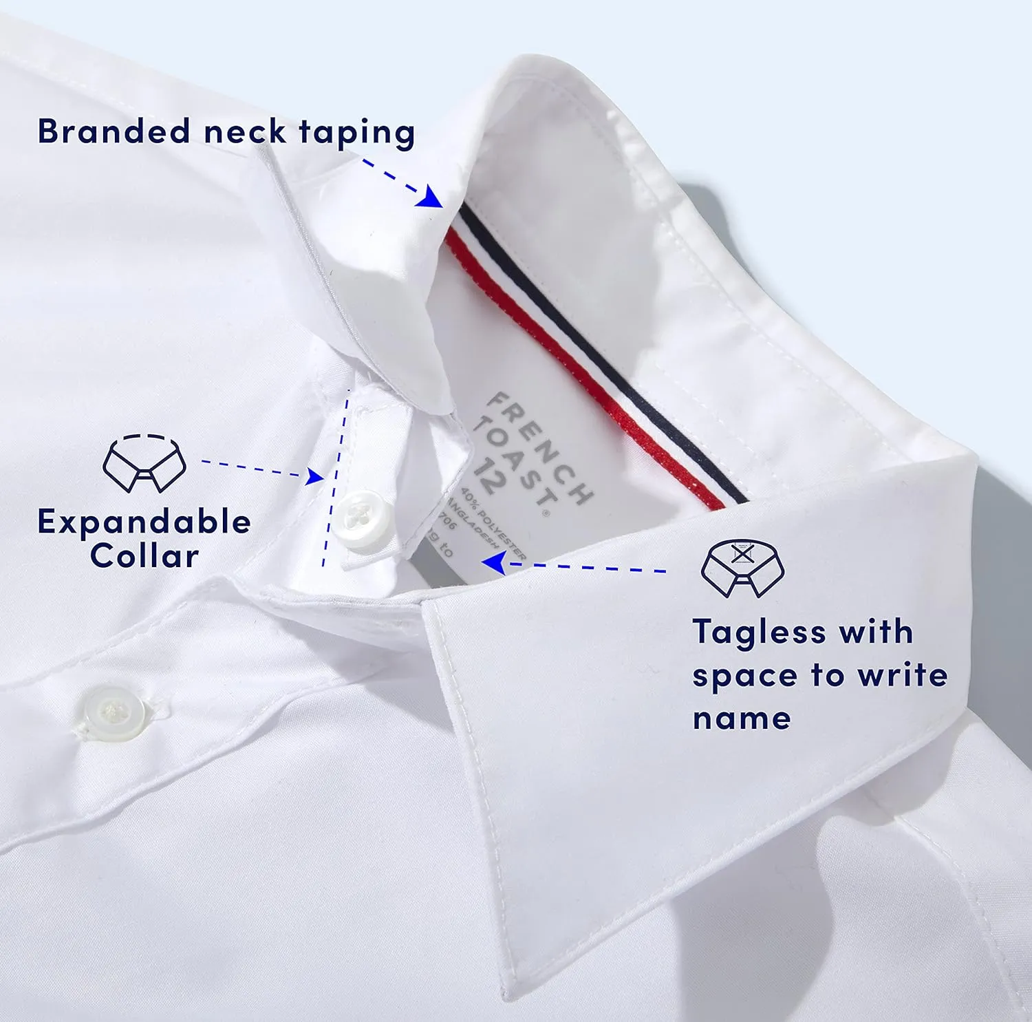 French Toast Boys' Expandable Collar Button Down Dress Shirt with Long Sleeves (Standard & Husky)