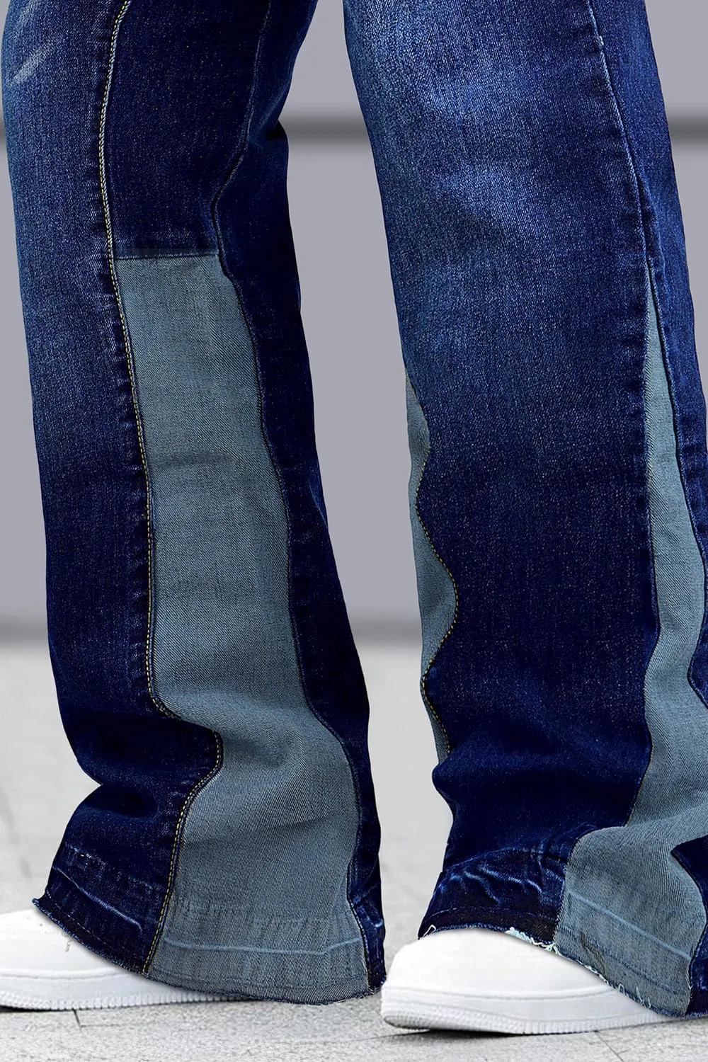 GINGTTO Men's Slim Fit Jeans Flared Stacked Denim Pants Hip Hop Streetwear