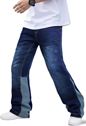 GINGTTO Men's Slim Fit Jeans Flared Stacked Denim Pants Hip Hop Streetwear