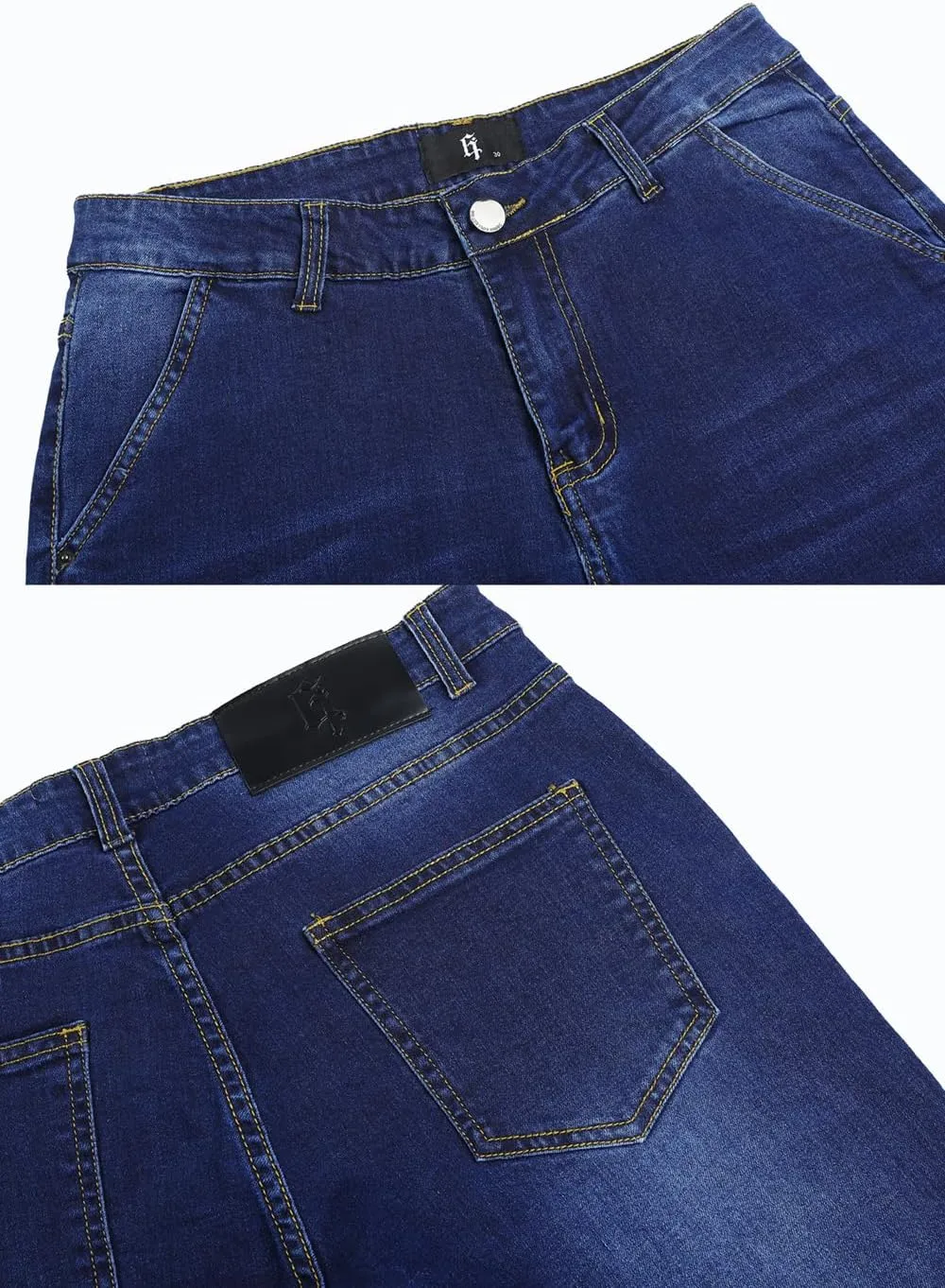 GINGTTO Men's Slim Fit Jeans Flared Stacked Denim Pants Hip Hop Streetwear