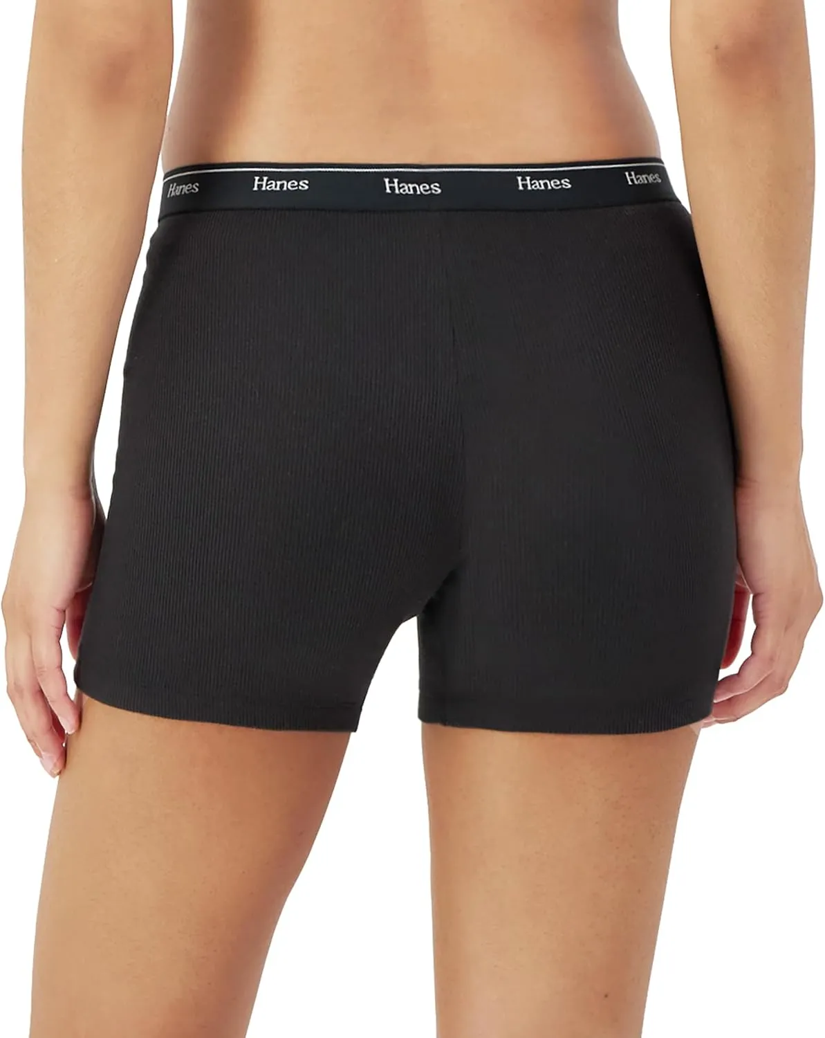 Hanes Women's Mid-Thigh Boxer Brief Pack, Stretch Cotton Underwear, 4-Pack