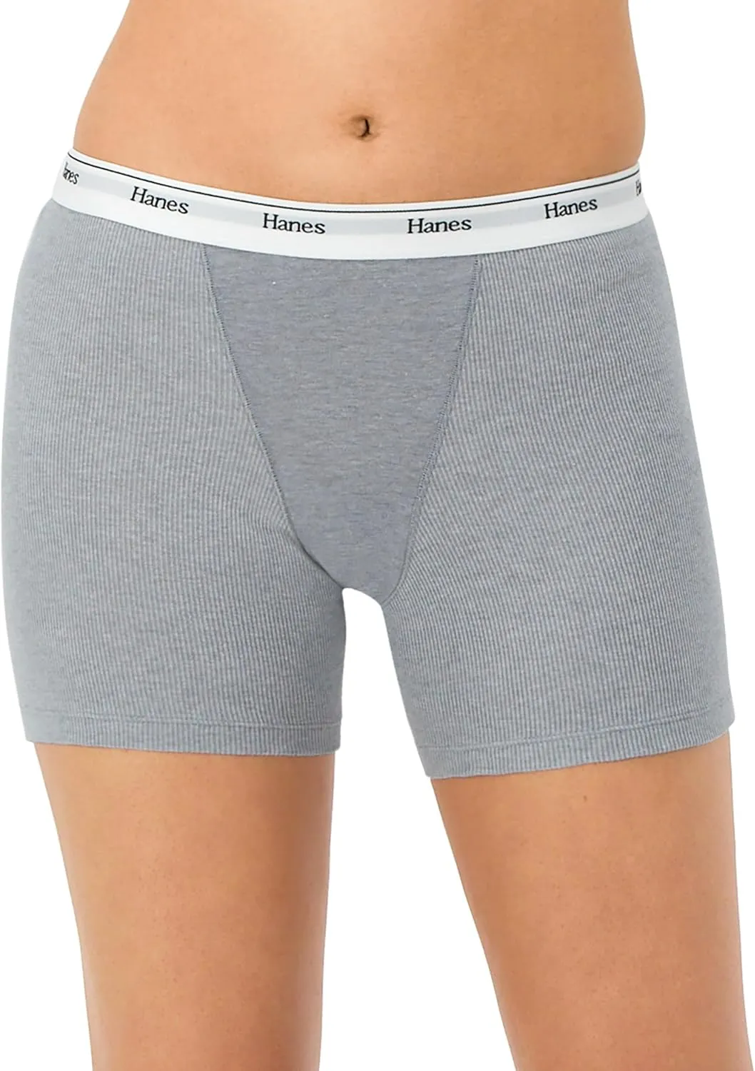 Hanes Women's Mid-Thigh Boxer Brief Pack, Stretch Cotton Underwear, 4-Pack