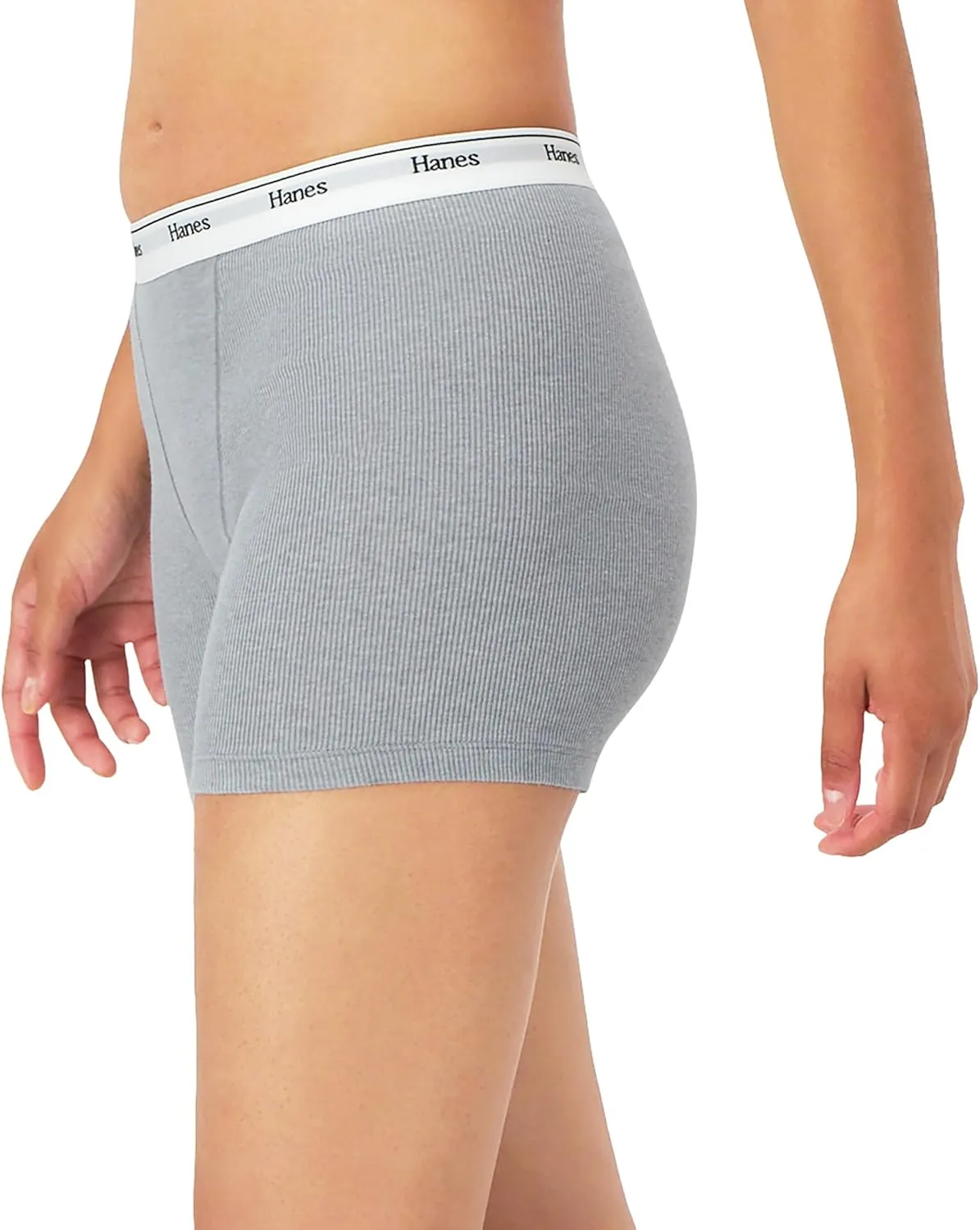 Hanes Women's Mid-Thigh Boxer Brief Pack, Stretch Cotton Underwear, 4-Pack