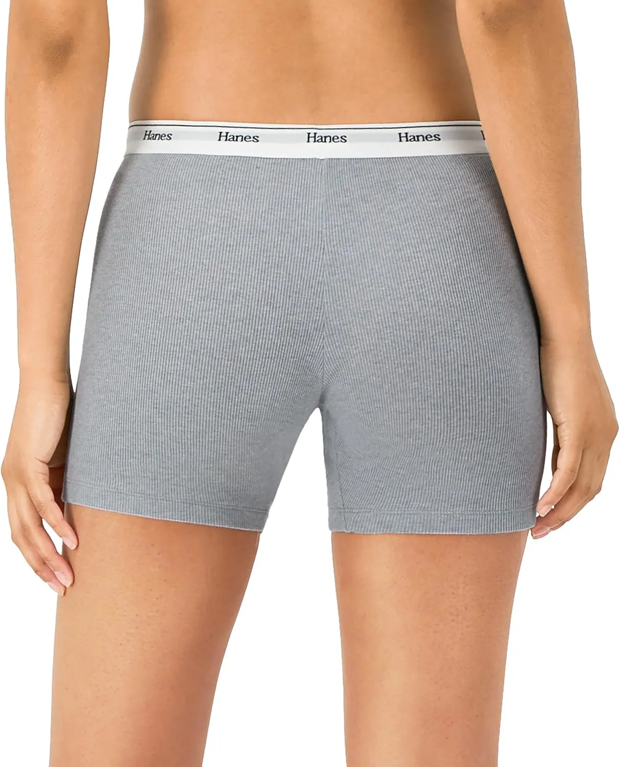 Hanes Women's Mid-Thigh Boxer Brief Pack, Stretch Cotton Underwear, 4-Pack