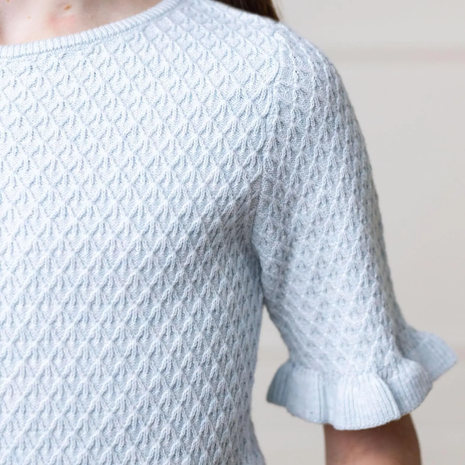 Hope & Henry Girls' Short Sleeve Sweater Top