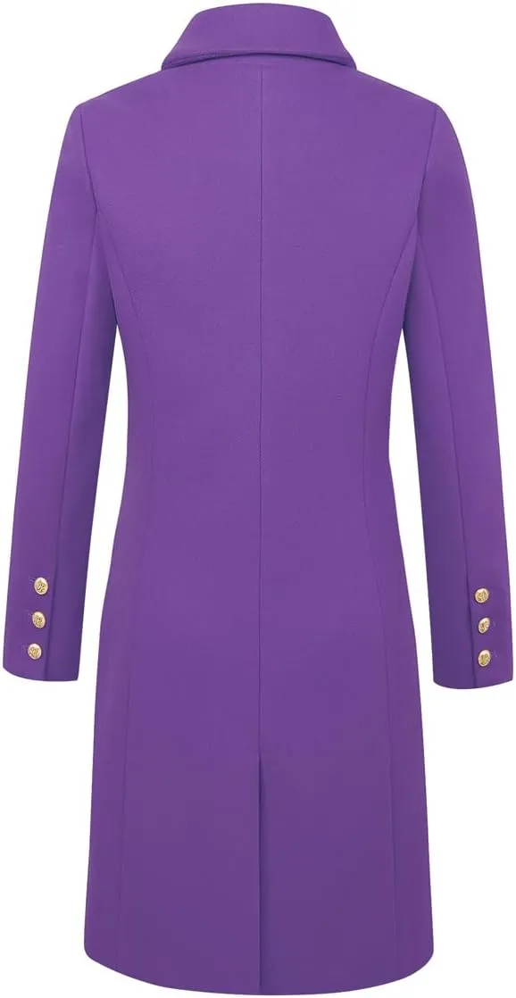 IDEALSANXUN Womens Fall Winter Wool Coats Double Breasted Midi Peacoat Trench Coats