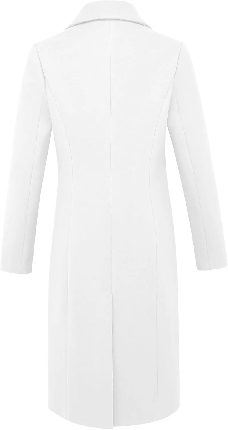 IDEALSANXUN Wool Coats for Women Fall Winter Dress Peacoat Long Trench Coat Double Breasted Blazer Jackets Overcoat