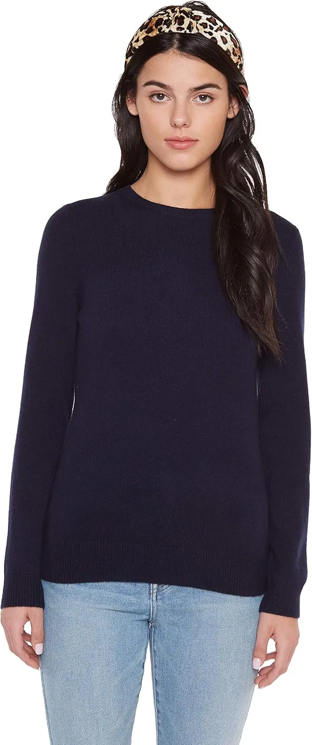JENNIE LIU Womens 3-ply Cashmere Crewneck Sweater | Winter Cozy Cashmere Sweaters for Women