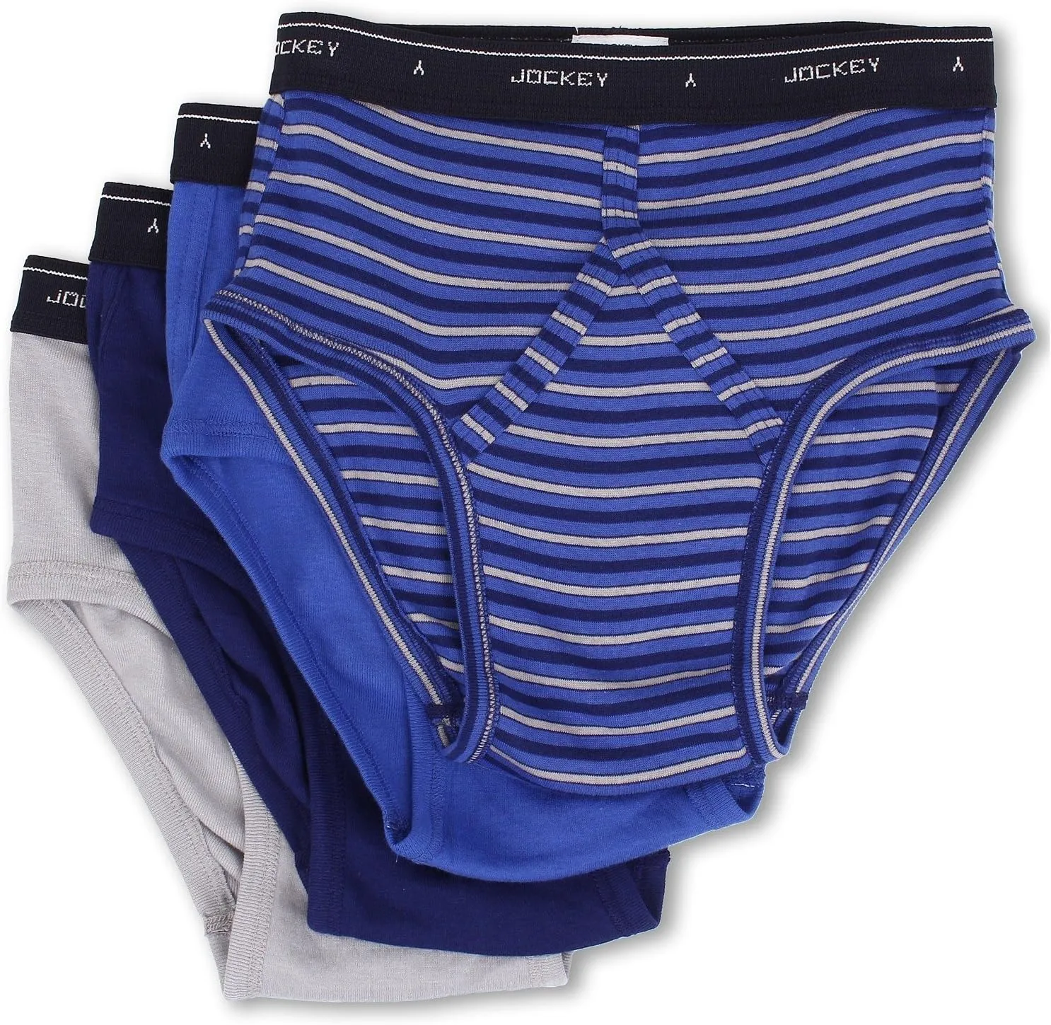 Jockey Cotton Low-Rise Brief 4-Pack Intense Royal/Majestic Blue/Mid Grey/Majestic Blue Stripe