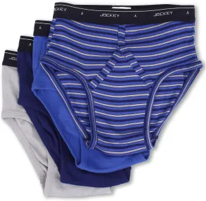 Jockey Cotton Low-Rise Brief 4-Pack Intense Royal/Majestic Blue/Mid Grey/Majestic Blue Stripe