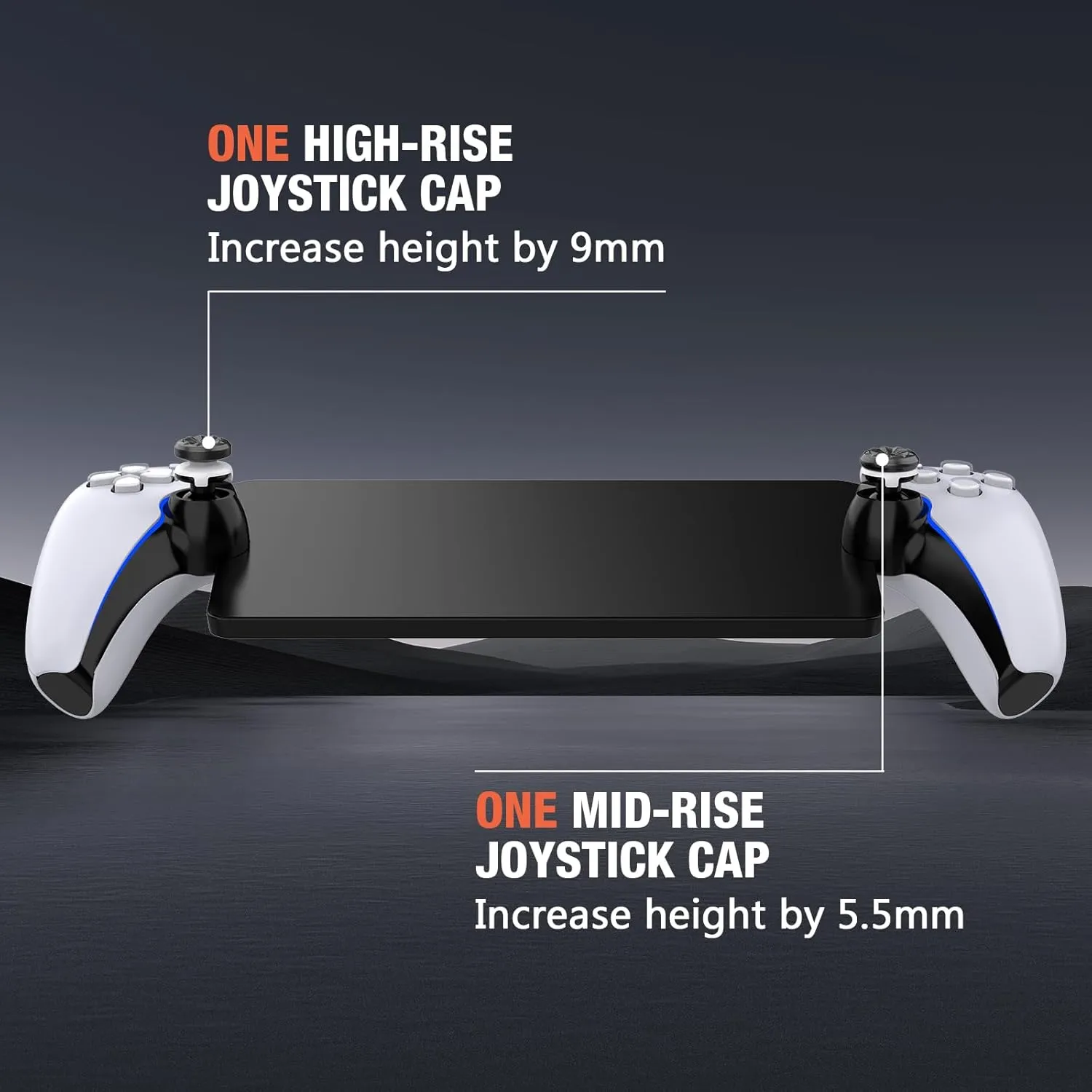 Joystick Caps Accessories for PlayStation Portal Remote Player, Thumbs Grips Caps 1 High-Rise & 1 Mid-Rise Concave Anti-Slip Wear-Resistant Thumb Stick Caps for PS5 Portal (Black)