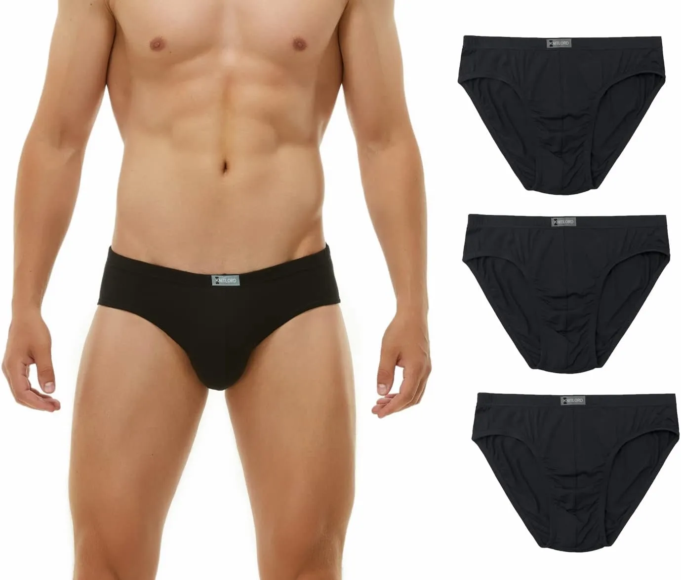 KNITLORD Men's Underwear Bamboo Viscose Soft Lightweight Mid/Low Rise Briefs 3 or 4 Pack