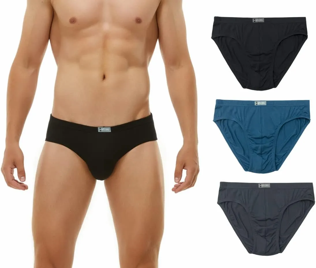 KNITLORD Men's Underwear Bamboo Viscose Soft Lightweight Mid/Low Rise Briefs 3 or 4 Pack