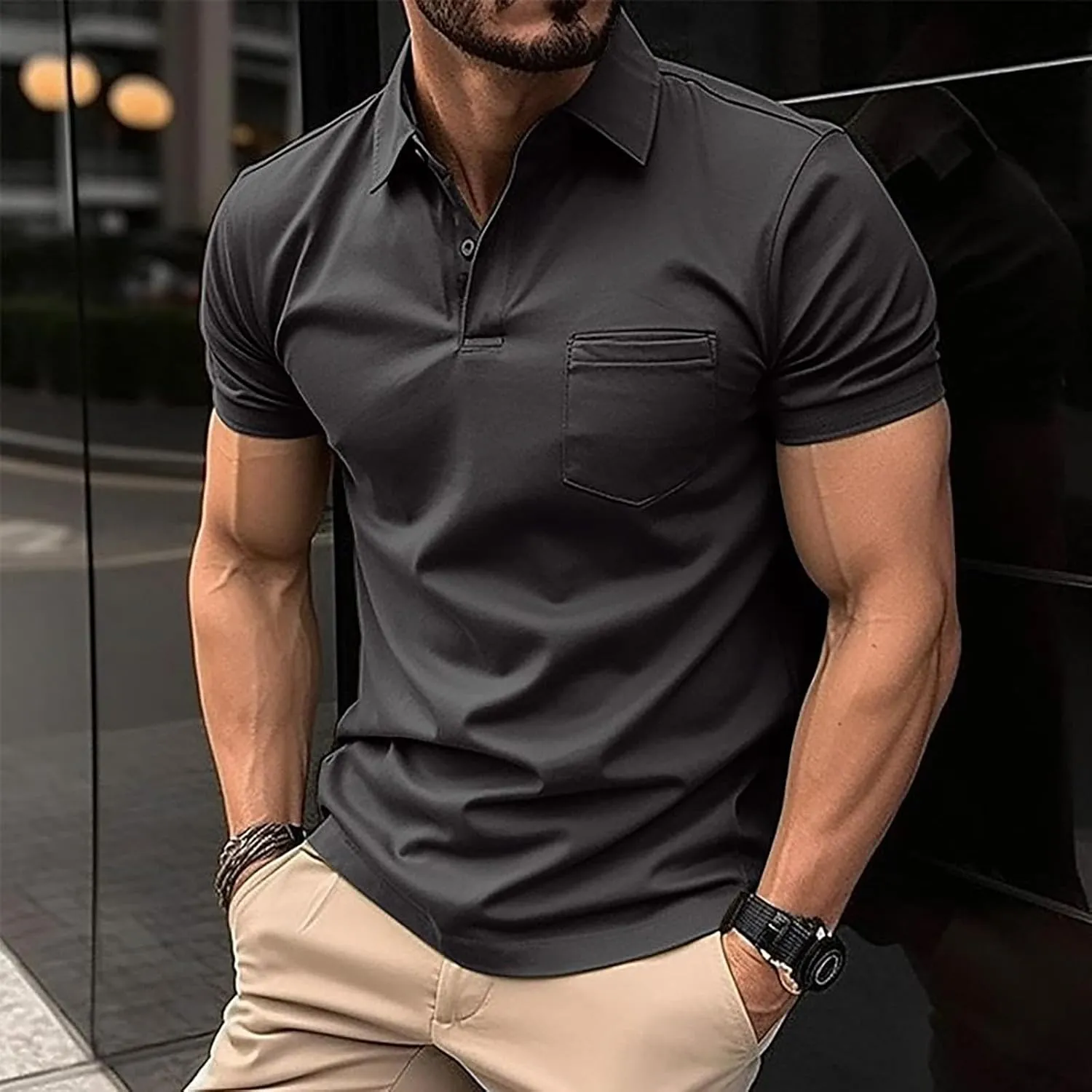LCMTWX Polo Shirts for Men 2024 Button Up Shirt for Sports and Leisure Polo Shirts Polo Shirts for Men Men's Golf Polo Men