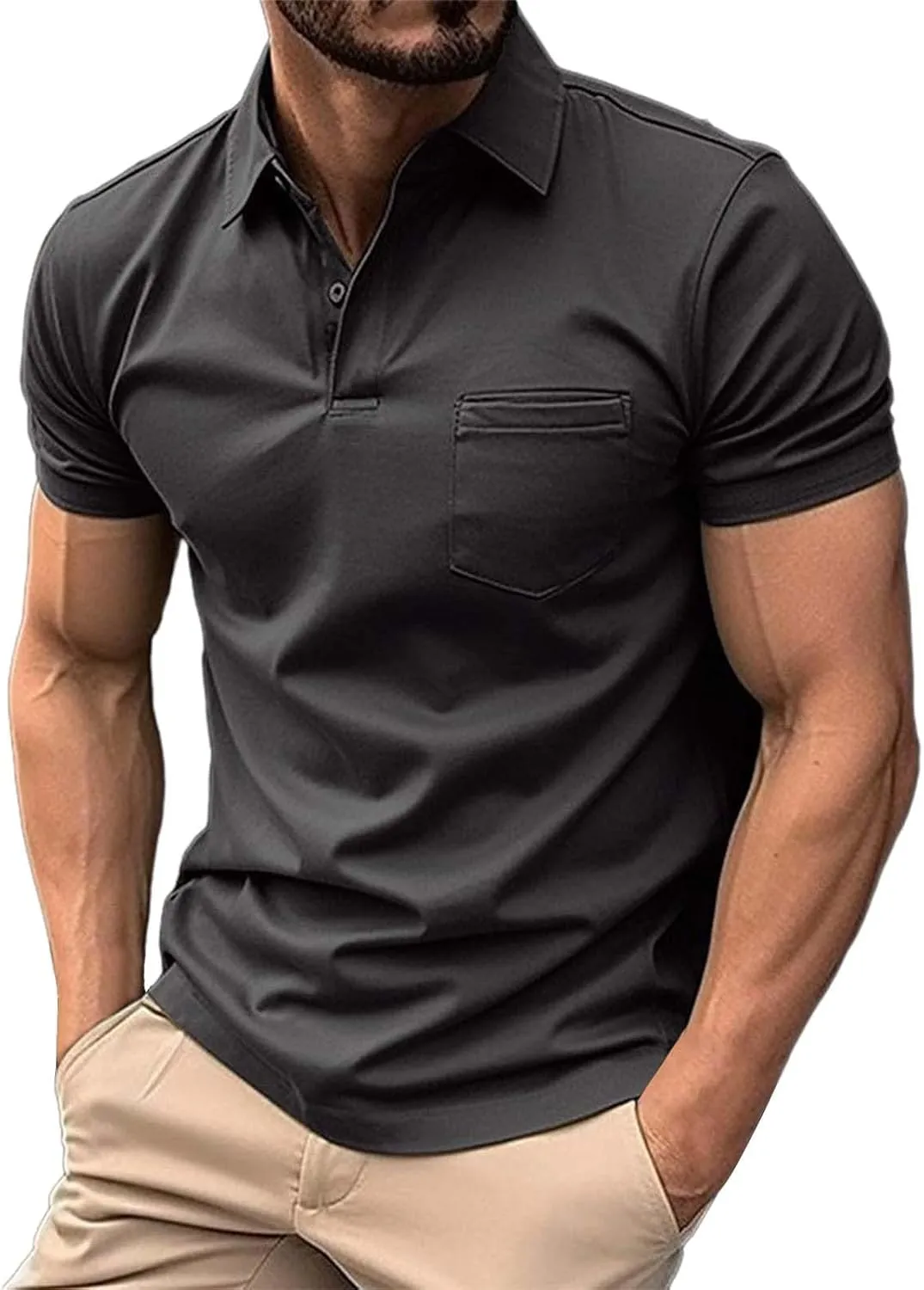LCMTWX Polo Shirts for Men 2024 Button Up Shirt for Sports and Leisure Polo Shirts Polo Shirts for Men Men's Golf Polo Men