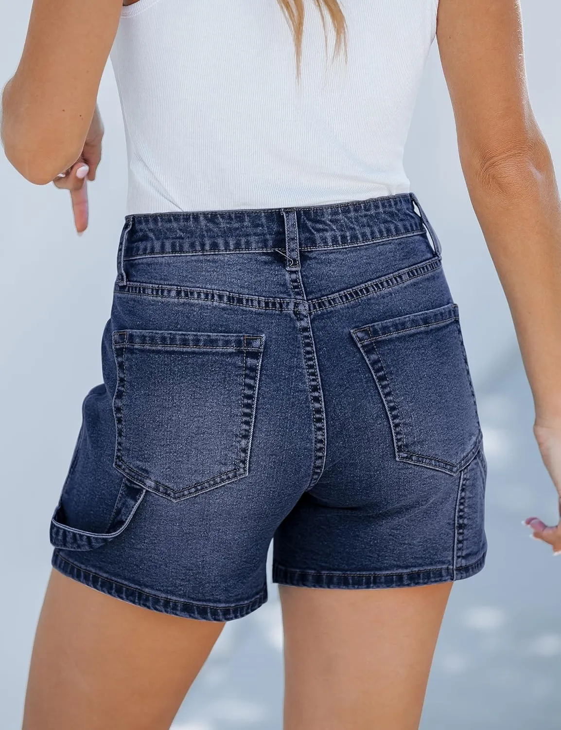 luvamia Jean Shorts for Women Trendy High Waisted Denim Shorts Carpenter Stretchy Summer Casual Mom Cut Off Jeans Shorts