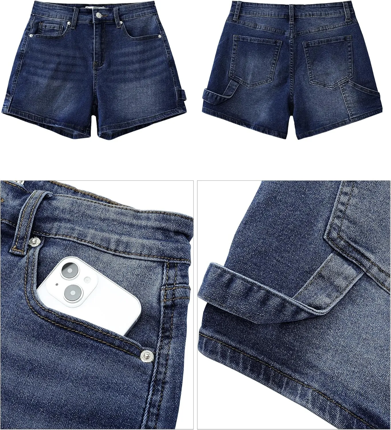 luvamia Jean Shorts for Women Trendy High Waisted Denim Shorts Carpenter Stretchy Summer Casual Mom Cut Off Jeans Shorts
