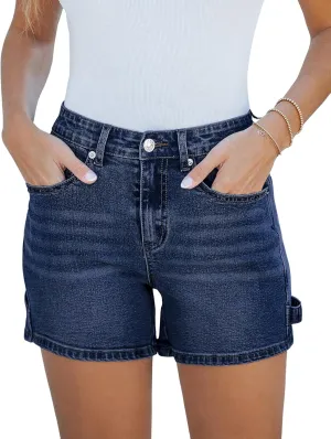 luvamia Jean Shorts for Women Trendy High Waisted Denim Shorts Carpenter Stretchy Summer Casual Mom Cut Off Jeans Shorts