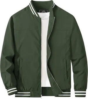 MAGCOMSEN Men's Jacket Lightweight Bomber Jacket Zip Up Windbreaker Casual Spring Fall Jackets with Pockets