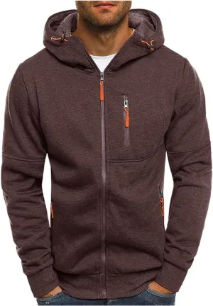 Men Hoodies Casual Hoodies for Men with Zip Pockets Full Zip Long Sleeve Sweatshirt Sports Hooded Jacket