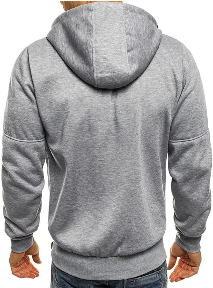 Men Hoodies Casual Hoodies for Men with Zip Pockets Full Zip Long Sleeve Sweatshirt Sports Hooded Jacket