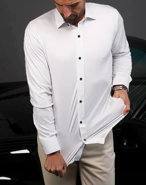 Mens Dress Shirts Stretch Slim Fit Long Sleeve Dress Shirts for Men Casual Business Regualr Fit Button Down Shirt