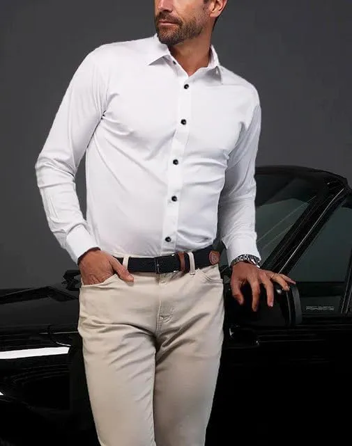 Mens Dress Shirts Stretch Slim Fit Long Sleeve Dress Shirts for Men Casual Business Regualr Fit Button Down Shirt