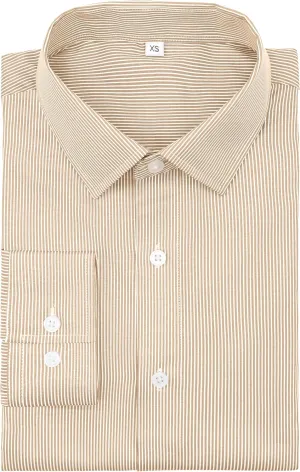 Mens Grade 4 Wrinkle-Resistant Pinstripe Dress Shirts Regular Fit Long Sleeve Button Down Shirts