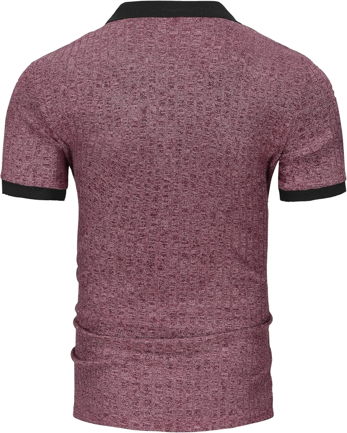 Mens Muscle Polo Shirts V Neck Slim Fit Short Sleeve Golf T-Shirts Contrast Collar Ribbed Knit Cotton Tee Shirt