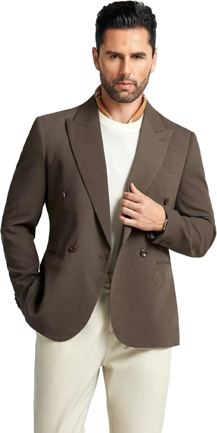 Mens Suit Jacket Blazer Formal Slim Fit Men Sports Jacket Double Breasted Mens Sports Coat Blazer Men Business Men Tuxedo