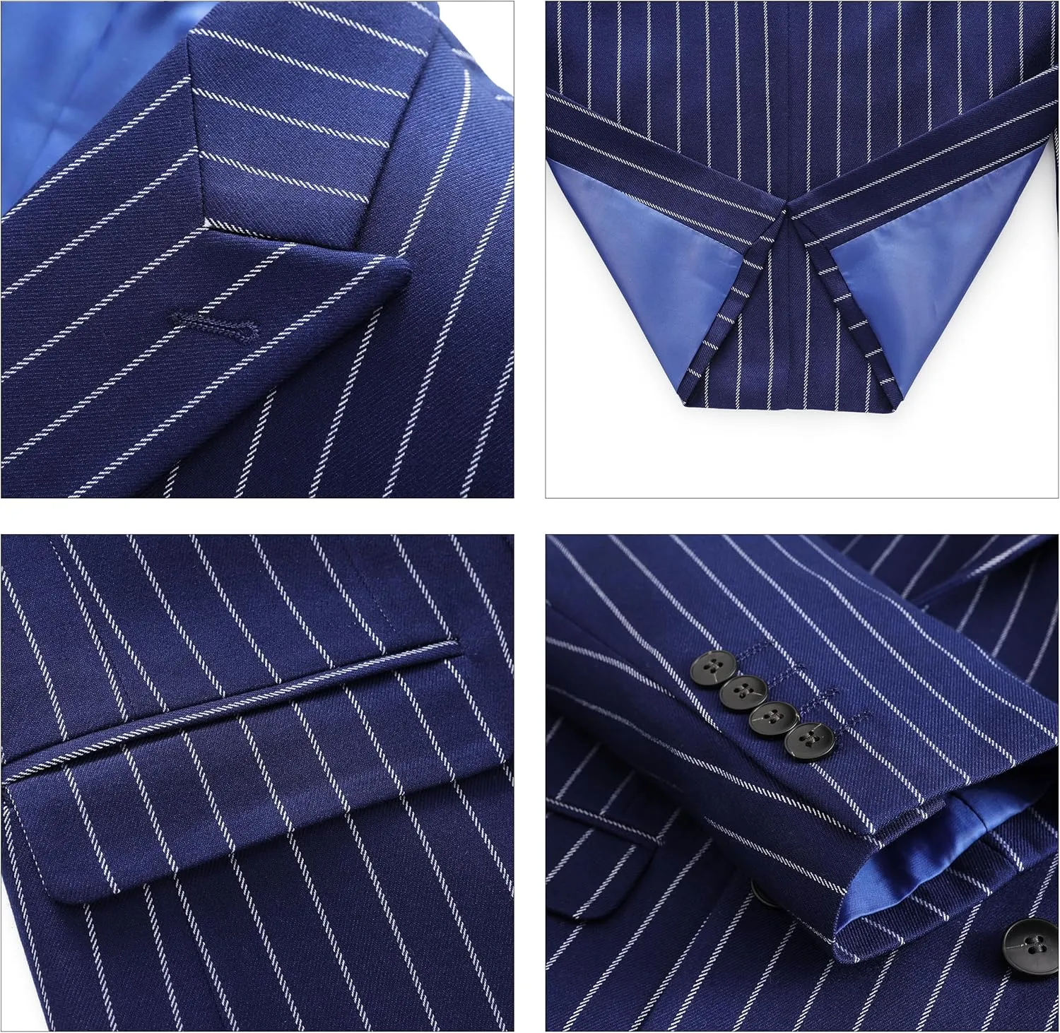 MOGU Mens Double Breasted Pinstripe Suit - 2 Piece Slim Fit Vintage Tuxedo for Groomsmen, Wedding, Prom