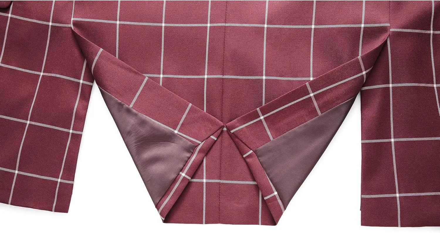 MOGU Men's Slim Fit Plaid Suit Set  Sport Coat Blazer, Vest & Pants (Each Sold Separately) for Wedding, Prom & Party