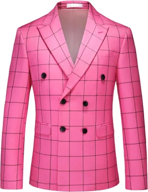 MOGU Men's Slim Fit Plaid Suit Set  Sport Coat Blazer, Vest & Pants (Each Sold Separately) for Wedding, Prom & Party