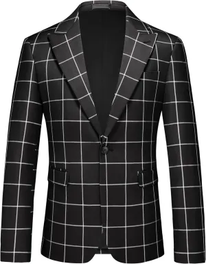 MOGU Men's Slim Fit Plaid Suit Set  Sport Coat Blazer, Vest & Pants (Each Sold Separately) for Wedding, Prom & Party