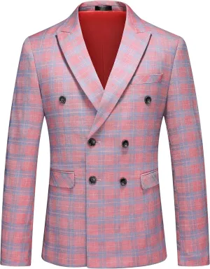 MOGU Men's Slim Fit Plaid Suit Set  Sport Coat Blazer, Vest & Pants (Each Sold Separately) for Wedding, Prom & Party