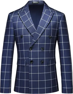 MOGU Men's Slim Fit Plaid Suit Set  Sport Coat Blazer, Vest & Pants (Each Sold Separately) for Wedding, Prom & Party
