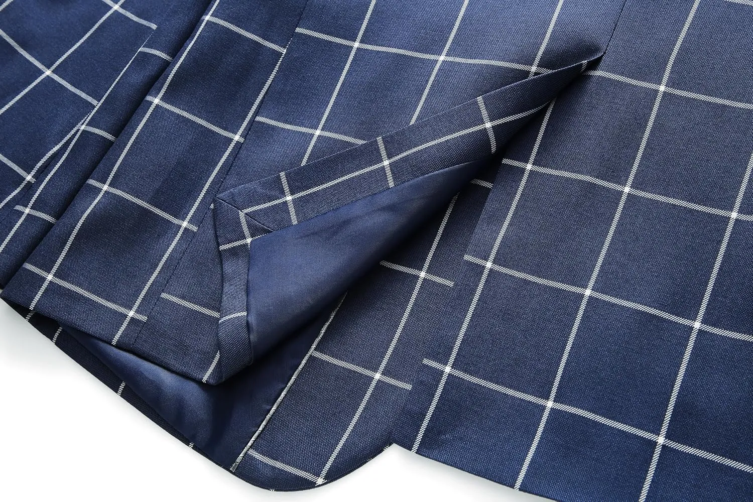 MOGU Men's Slim Fit Plaid Suit Set  Sport Coat Blazer, Vest & Pants (Each Sold Separately) for Wedding, Prom & Party