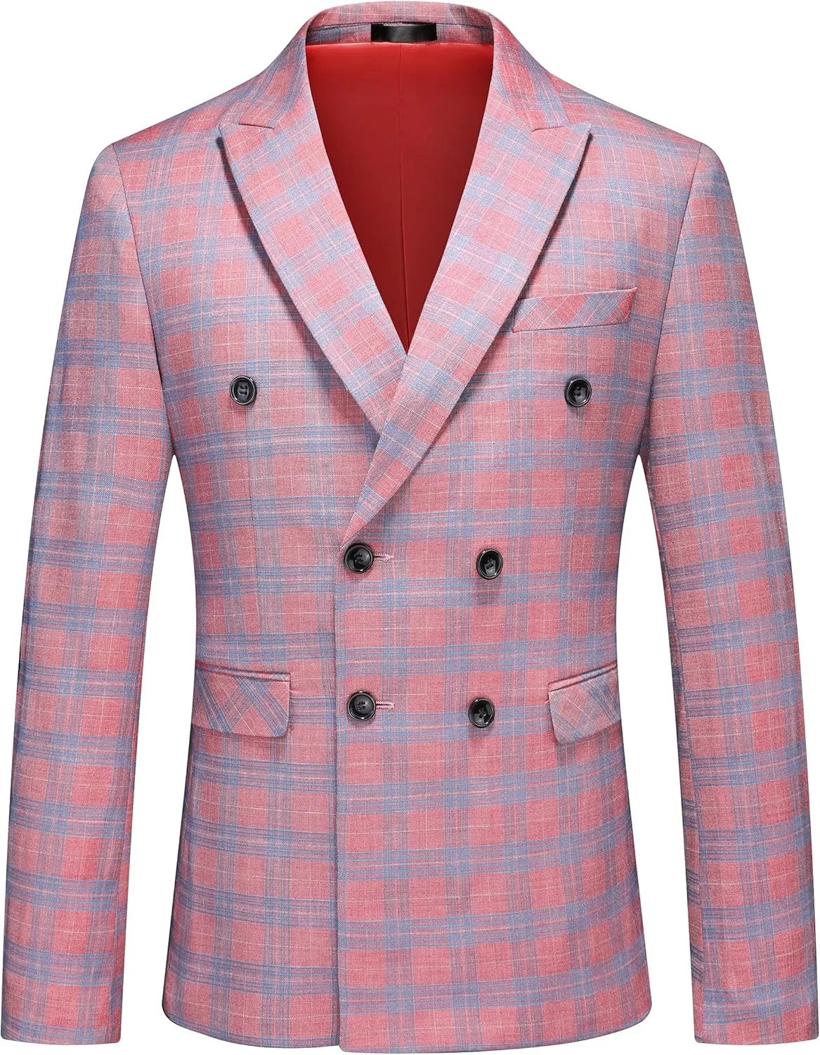 MOGU Men's Slim Fit Plaid Suit Set  Sport Coat Blazer, Vest & Pants (Each Sold Separately) for Wedding, Prom & Party