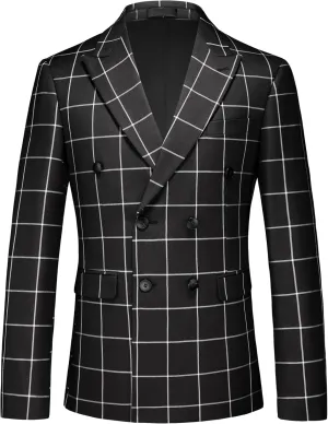 MOGU Men's Slim Fit Plaid Suit Set  Sport Coat Blazer, Vest & Pants (Each Sold Separately) for Wedding, Prom & Party