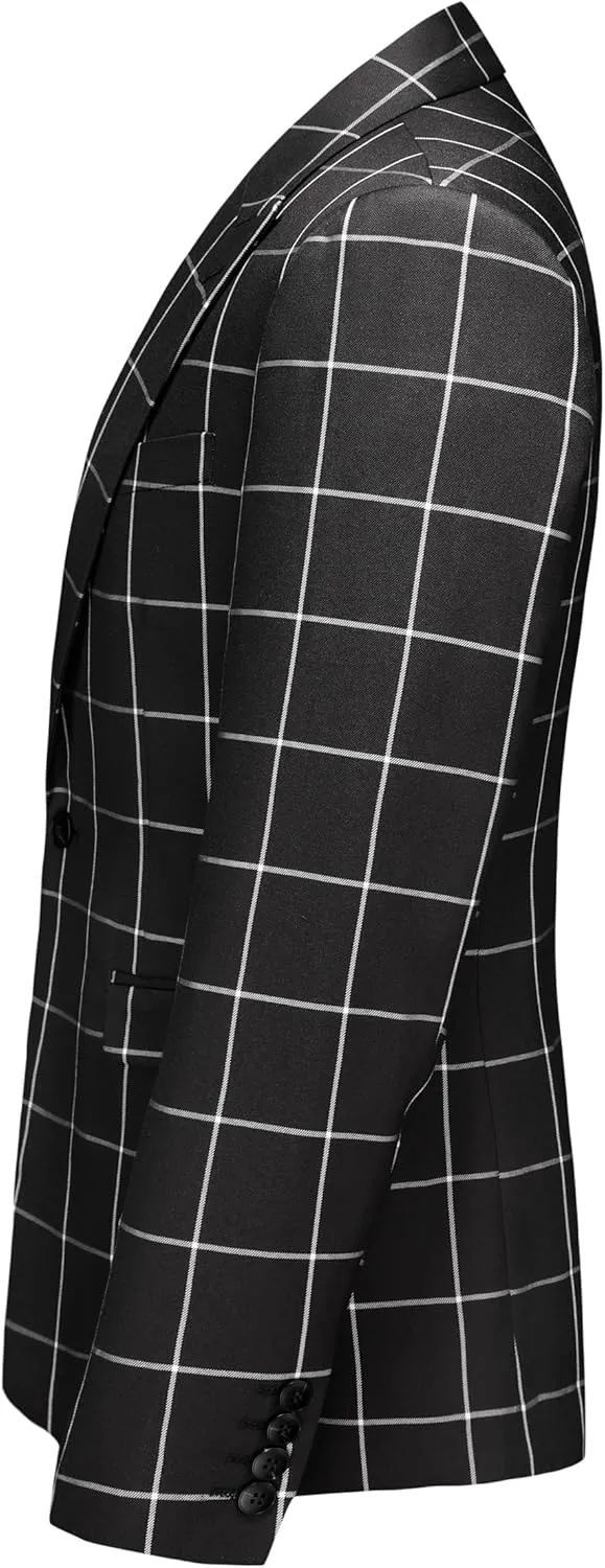 MOGU Men's Slim Fit Plaid Suit Set  Sport Coat Blazer, Vest & Pants (Each Sold Separately) for Wedding, Prom & Party