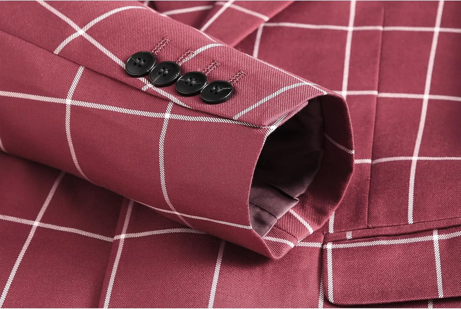 MOGU Men's Slim Fit Plaid Suit Set  Sport Coat Blazer, Vest & Pants (Each Sold Separately) for Wedding, Prom & Party